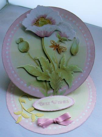 Pink Poppies Round Easel Card Mini Kit by Audrey Wilson