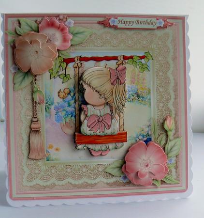 Swingtime in the Garden 8x8 Mini Kit with Decoupage by Audrey Wilson