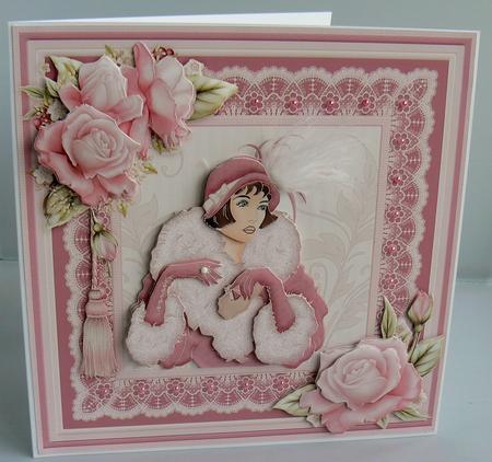 Art Deco Lady in Wine 8x8 Mini Kit & Decoupage by Audrey Wilson