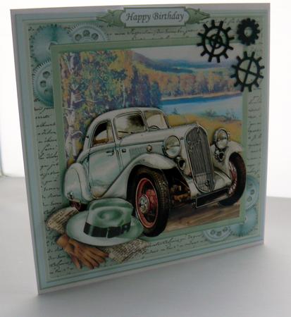 Vintage Silver Car 8x8 Mini Kit & Decoupage by Audrey Wilson