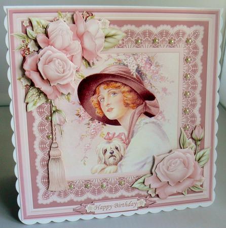 Vintage Lady & Dog 8x8 Mini Kit & Decoupage by Audrey Wilson
