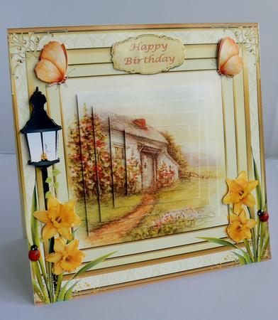 Vintage Country Cottage Decoupage Birthday 8x8ins Mini Kit by Audrey Wilson
