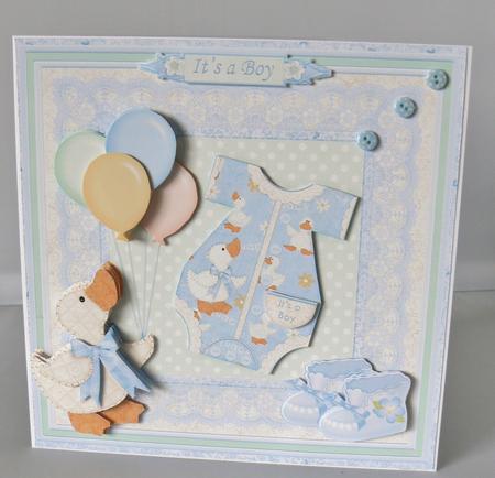 New Baby Boy Romper Suit 8x8 Mini Kit & Decoupage by Audrey Wilson