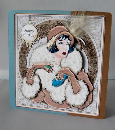 Art Deco Lady Decoupage in Brown & Cream by Audrey Wilson