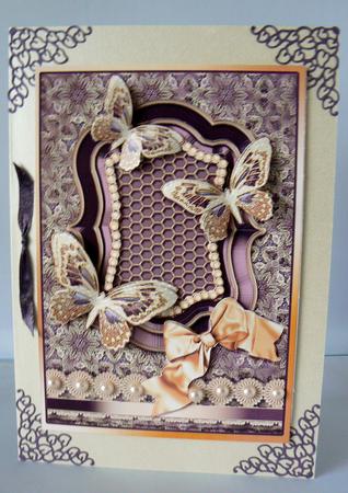 Aubergine Butterflies and Lace A5 Decoupage by Audrey Wilson