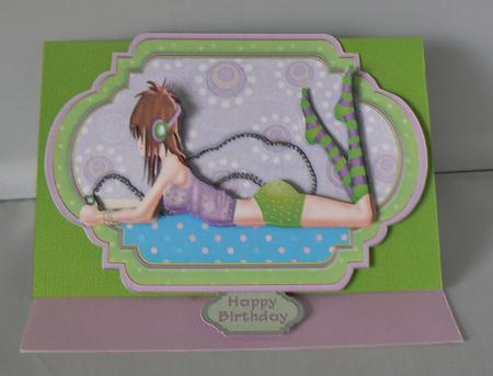 Teenage Music Girl Topper & Decoupage by Audrey Wilson