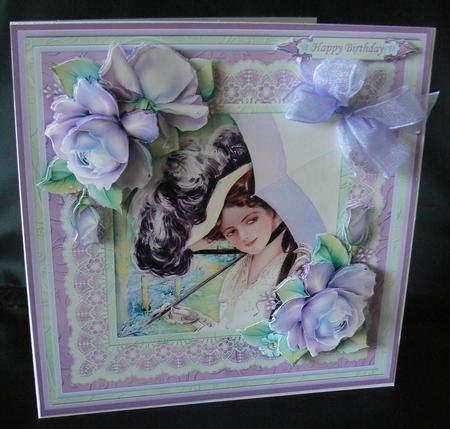 Vintage Lady with Parasol 8x8 Mini Kit & Decoupage by Audrey Wilson
