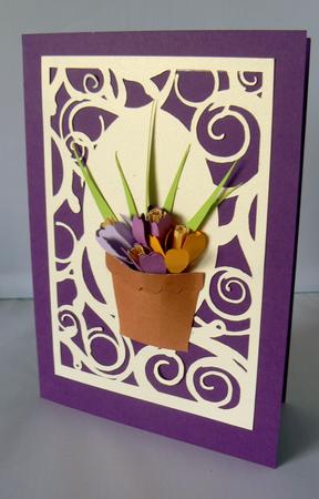 Pot of Crocus on Fancy Panel topper by Audrey Wilson
