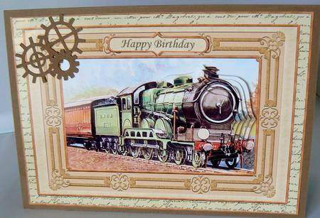 Vintage Steam Train Quick Card Topper & Pyramage by Audrey Wilson