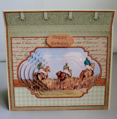 Horse Racing the Jump Men Birthday Father's Day Quick Card by Audrey Wilson