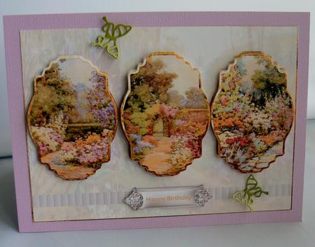 English Country Gardens Panel Card and Toppers by Audrey Wilson