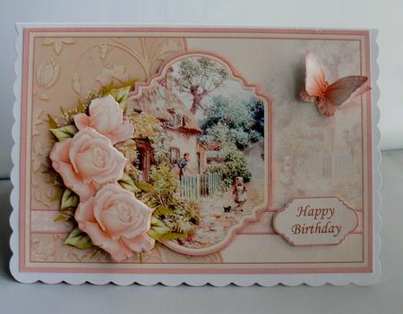 Vintage Rose Cottage Card Topper & Decoupage by Audrey Wilson