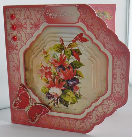 Red Fuchsias Cut Corners Card Mini Kit by Audrey Wilson