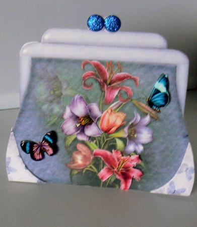 Handbag Shape Card Purple 1 by Audrey Wilson