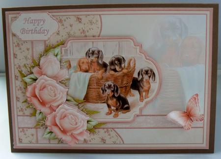 Puppy Basket Card Topper & Decoupage by Audrey Wilson