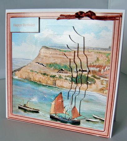 The Bay and Fishing Boats Card with Stackers by Audrey Wilson