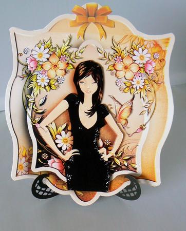 Fashion Lady with Flowers in Tag Card Form by Audrey Wilson