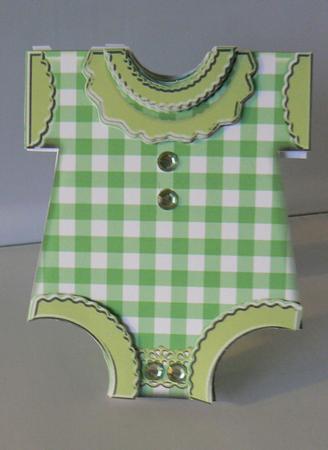 Baby Boy Gingham Green Romper Shaped Card Kit by Audrey Wilson