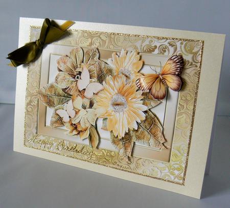 Dry Floral Arrangement in Gold Frame by Audrey Wilson