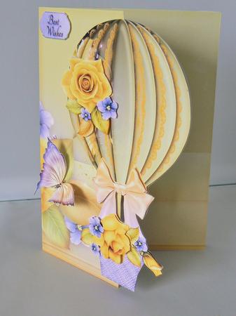 Hot Air Balloon Shape Card Yellow Rose by Audrey Wilson