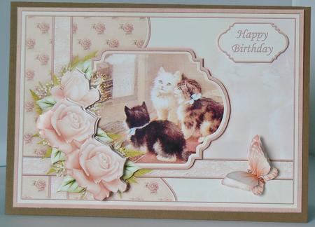 Vintage Kittens by Fireside Card Topper & Decoupage by Audrey Wilson