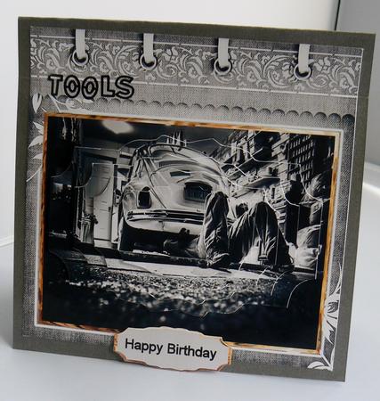 Car Mechanic Card with Shaped Stackers by Audrey Wilson