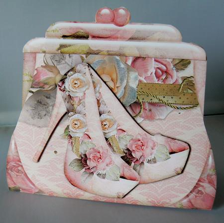 Handbag Shape Card Vintage Rose by Audrey Wilson