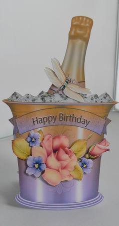 Ice Bucket with Champagne Shape Card Sweet Rose by Audrey Wilson
