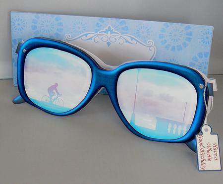 Reflection in Cycling Glasses Shaped Card Kit by Audrey Wilson