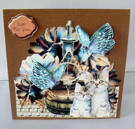 Fountain, Roses,butterflies & Cute Kittens Mini Kit by Audrey Wilson