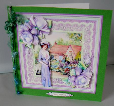 Lady in Cottage Garden 8x8 Mini Kit & Decoupage by Audrey Wilson
