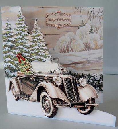 Bringing Home the Tree Christmas Shaped Card Kit & Decoupage by Audrey Wilson