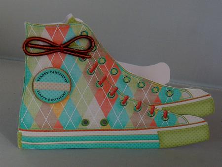 Sneaker Shoe Shape Card Birthday Softgreen by Audrey Wilson