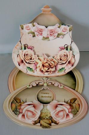 Lovely Easelcard Jar with Cream and Brown Roses by Audrey Wilson