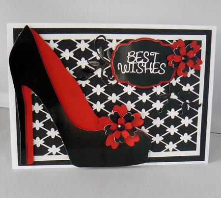 Lacy Card with Shoe and Flowers by Audrey Wilson