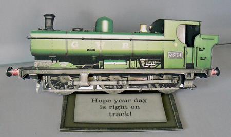 Steam Locomotive Decoupage Shaped Easel Card Kit by Audrey Wilson
