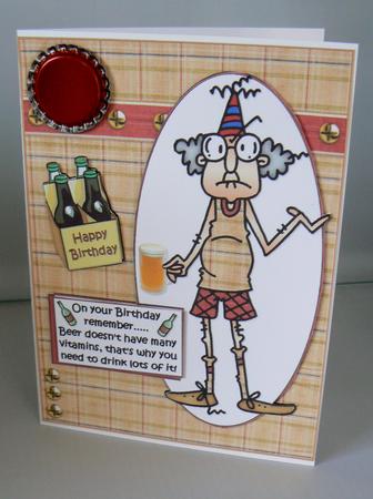 Gus and His Birthday Beer Quick Card by Audrey Wilson