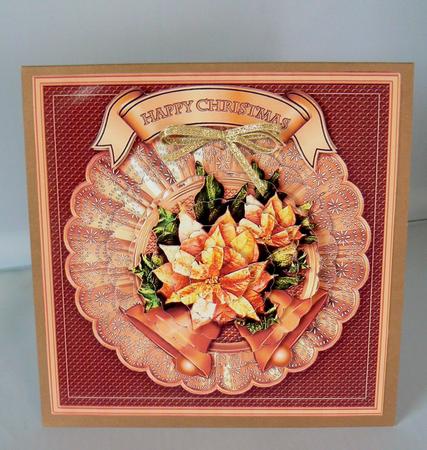 Christmas Gold Poinsettias 6in x 6in Pyramage by Audrey Wilson