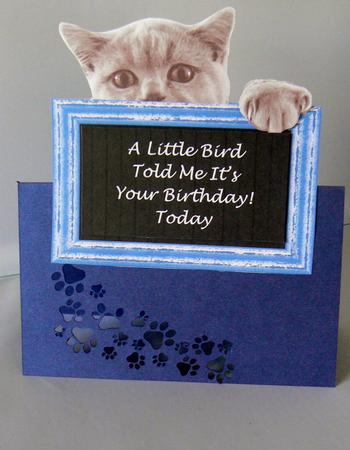 Cat with Chalkboard Messages (2a) Shaped Topper Fits 6" x 6" by Audrey Wilson