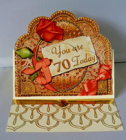 Peach Rose Gold 70 Today Giant 8in Scallop Bottom Stacker by Audrey Wilson