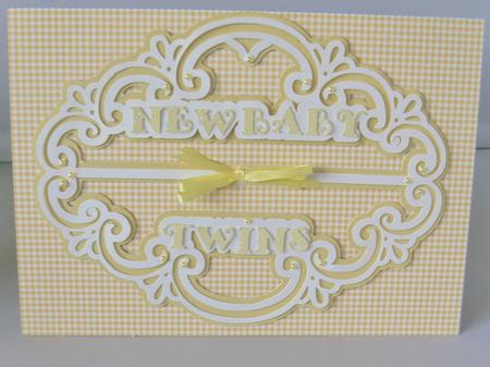 New Baby Twins Buckle Card by Audrey Wilson