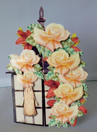 Flower Lantern with Roses & Lilies by Audrey Wilson
