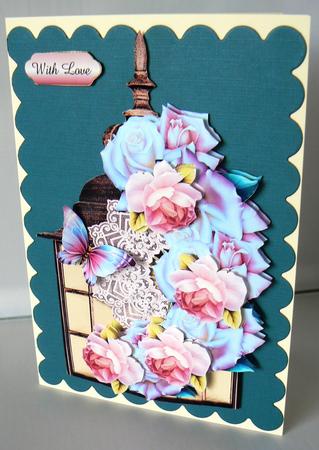 Lantern,roses & Butterflies by Audrey Wilson