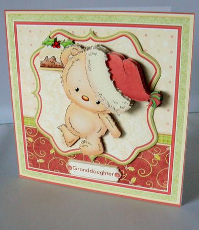 Pudding Bear Christmas Card Topper & Decoupage by Audrey Wilson