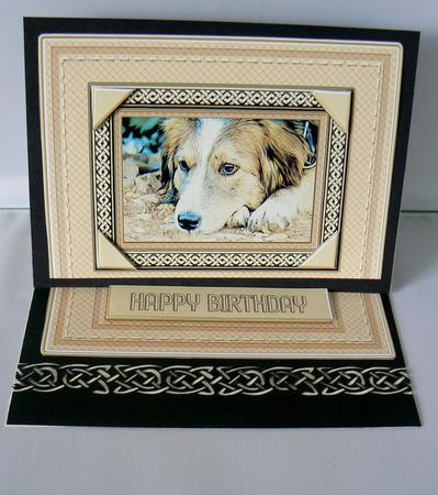 Dog in a Celtic Style Frame 8in x 8in Quick Card by Audrey Wilson