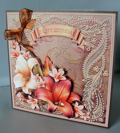 Autumn Lilies on a Lace Frame Decoupage Mini Kit by Audrey Wilson