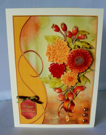Warm Glow Bouquet with Side Border Card Front by Audrey Wilson