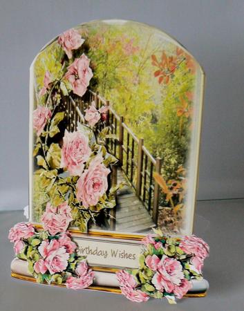 Beautiful Globe , with Pink Roses Over the Bridge  by Audrey Wilson