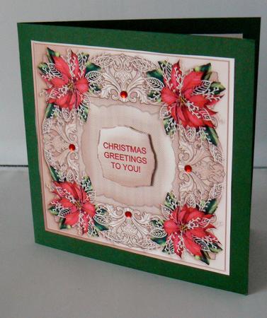 Christmas Red Poinsettias Quick Card Front by Audrey Wilson