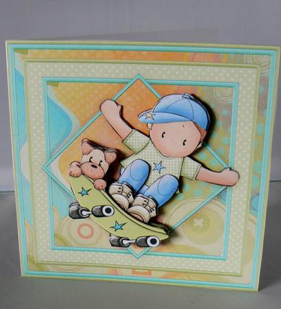 Skateboard Andy Card Topper & Decoupage by Audrey Wilson